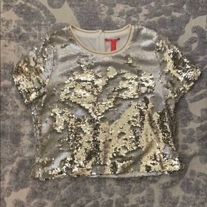 Gold Sequin Crop Top